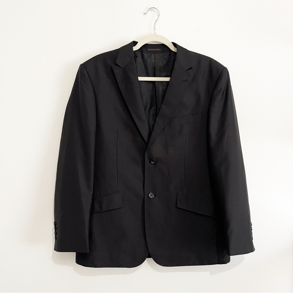 Vinci Men’s Black Suit Blazer Two Button Style Designed in Italy Formal Size 42S